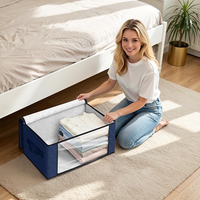 Fab totes 35L Closet Organizers, Foldable Under Bed Storage Containers | Storage Bags with Zippers,Window and Handles for Organizing Bedroom, Closet, Clothing,Organization with Handle - Image 6