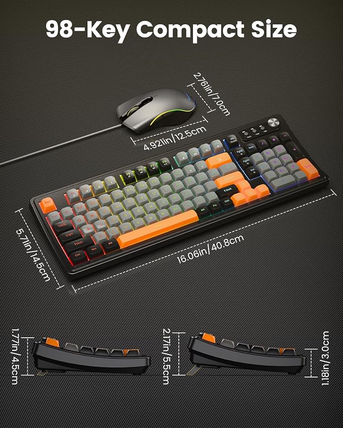 SABLUTE Gaming Keyboard and Mouse, Quiet Membrane with RGB Backlit | PC Gaming Keyboard with Multimedia Knob, Anti-Ghosting, Ergonomic Wrist Rest & 3200 DPI Mouse for Gamer/Office - Image 8