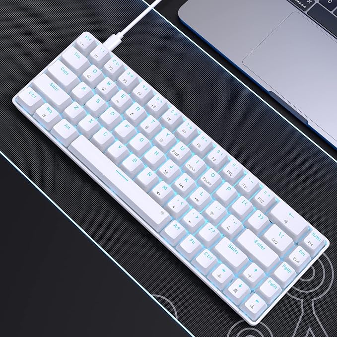 DIERYA T68SE 60% Gaming Mechanical Keyboard,Ultra Compact Mini 68 Key with Blue Switches Wired Keyboard,Anti-Ghosting Keys, for Windows Laptops and PC Gamers,White - Image 7