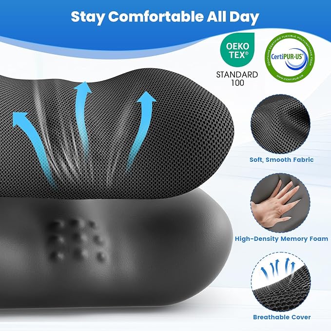 Lumbar Support Pillow, Memory Foam Back Cushion for Office Chair Car, Black | Ergonomic Lower Back Support with Adjustable Strap, Breathable Removable Cover for Couch, Wheelchair and Daily Comfort - Image 5