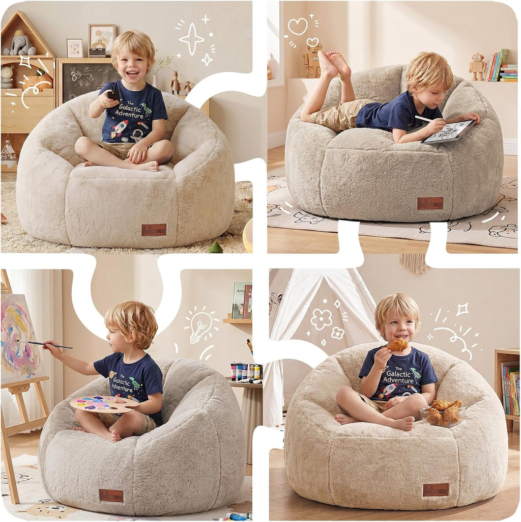 Bean Bag Chair for Kids, Cozy Fluffy Beanbag Chairs with Filler for Teens and Kids, Floor Lazy Sofa for Living Room, Gaming & Reading(S-Champagne) - Image 9
