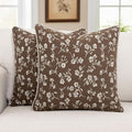 18x18 Chenille Jacquard Throw Pillow Cover, Taupe Gray Vintage Floral Cushion Case with Piped Edges, Decorative Accent for Sofa, Couch & Bed, 2 Pack by Vfuty