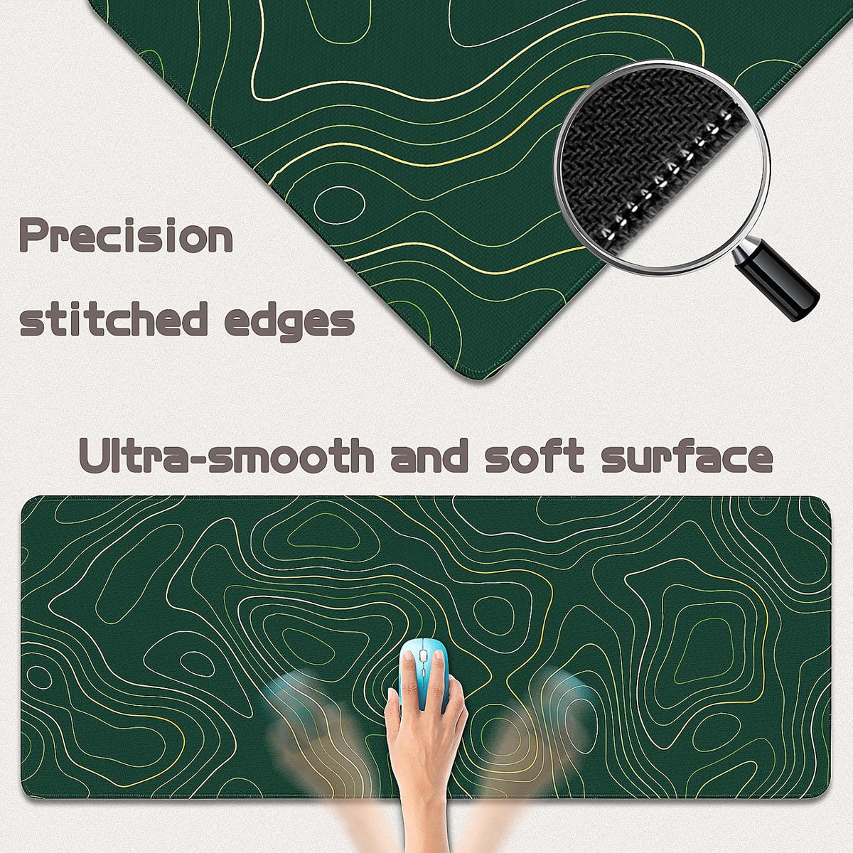 Gaming Mouse Pad - (31.5"×11.8") Topographic Large Mouse Pads for Desk - Desk Mat for Keyboard and Mouse with Non-Slip Base, Desks Pad Matfor Game/Office & Home - Image 2