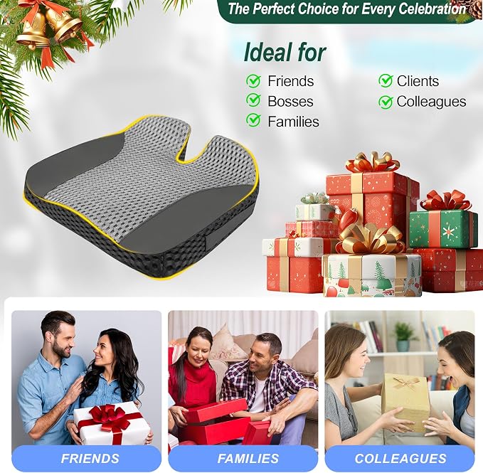 Lofty Aim Car Seat Cushion for Driving, Memory Foam Driver Seat Cushion | Car Seat Cushion for Long Driving Comfort, Driver Seat Pillow Adds Height and Support for Cars, Office Chairs, Black & Gray - Image 9