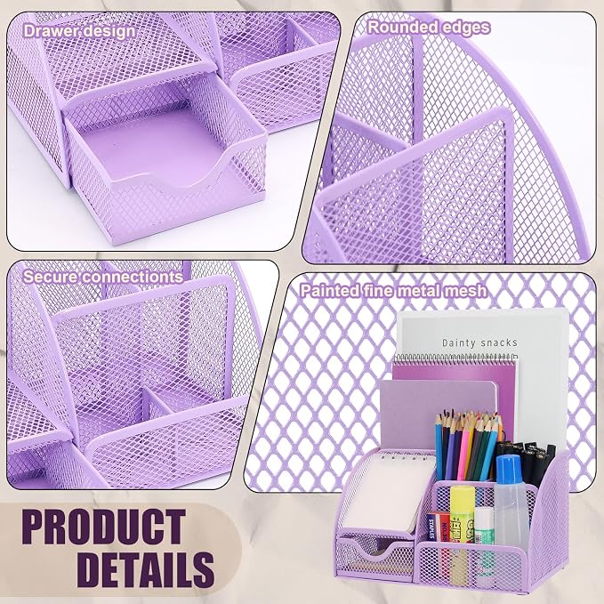 13-in-1 Office Desk Organizer Set for Back to School Supplies Accessories | Organizer Set with Stapler and Tape Dispenser, Pen Holder, Scissors, Ruler, Hole Punch, 2 Pens & More Desk Supplies - Image 6