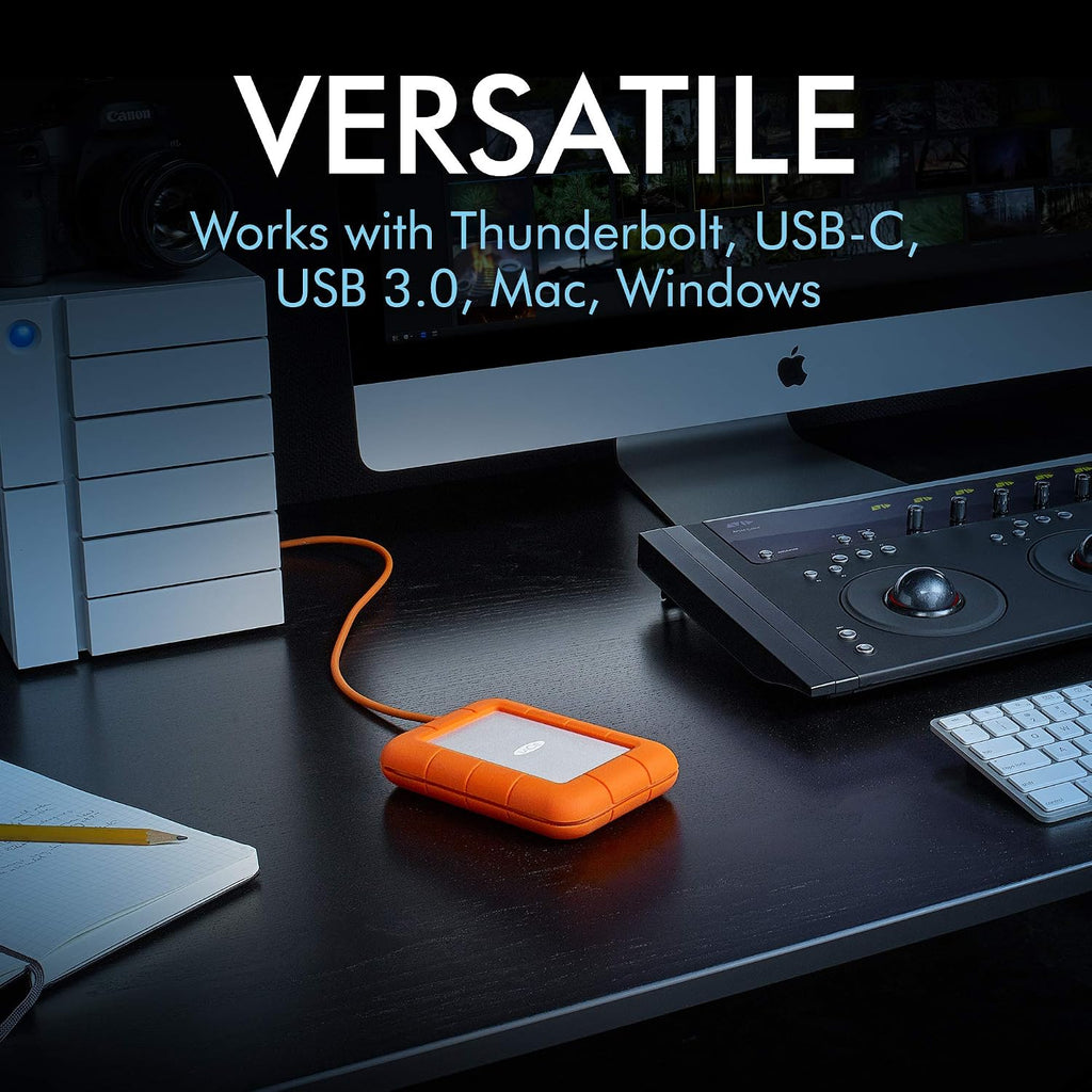LaCie Rugged Thunderbolt USB-C 5TB External Hard Drive Portable HDD – USB 3.0 Compatible, Drop Shock Dust Water Resistant, 1 Mo Adobe CC (STFS5000800) - Image 4
