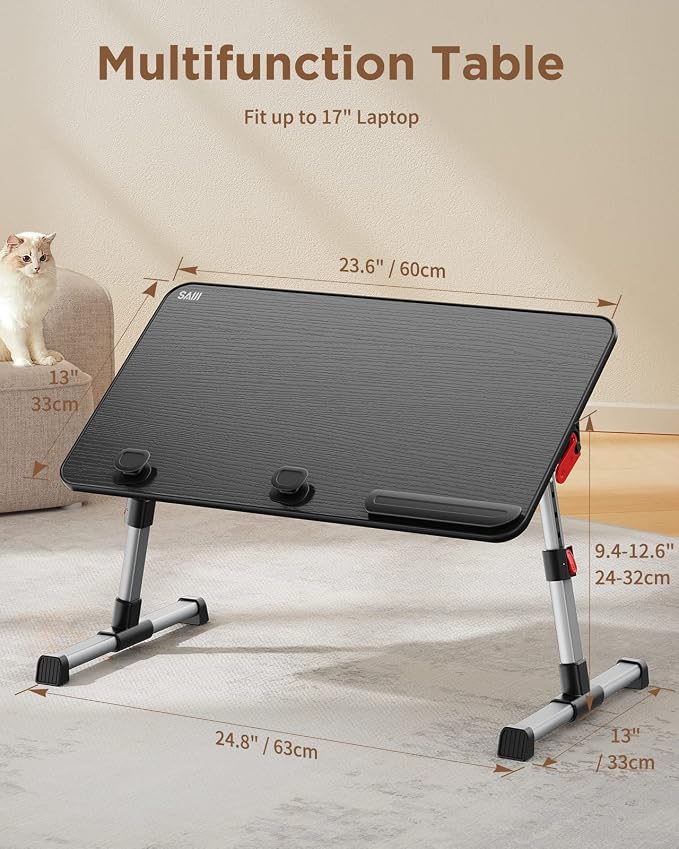 SAIJI Laptop Bed Tray Table,Lightweight Foldable Lap Desk | Adjustable Standing Desk Foldable for Sofa Couch Floor Working Studying Reading Writing Eating,Fit Up to 17" Laptop - Image 6