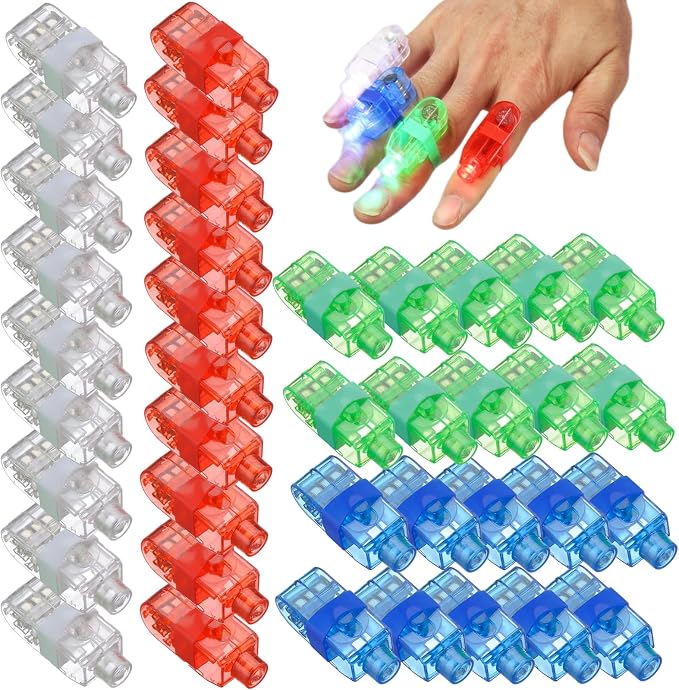 40 Pcs LED Finger Lights, 4 Colors Finger Flashlights, Battery Powered Light Up Finger Ring Toys, Mini Finger Lamps, Glow in The Dark Party Supplies for Rave Concert Shows (40Pcs) - Image 2