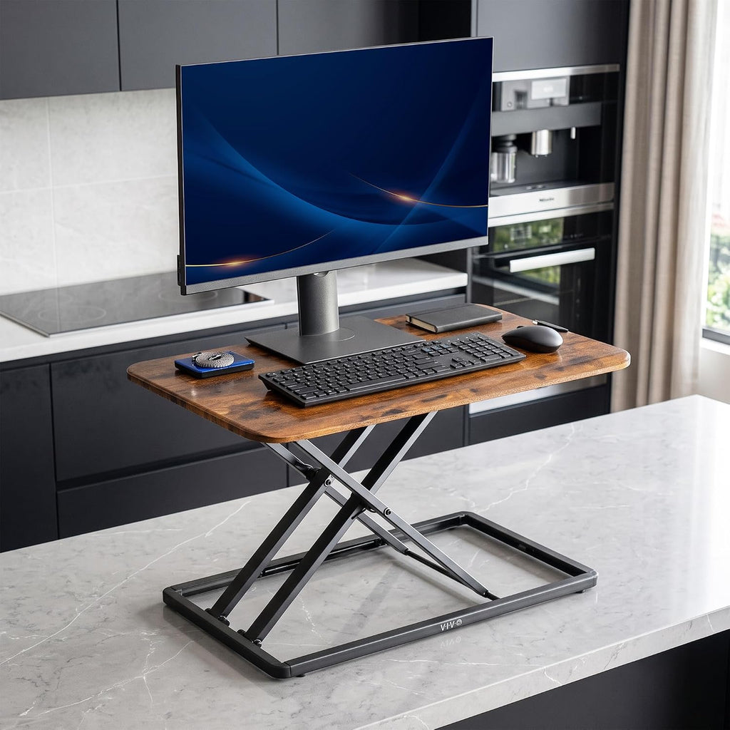 VIVO Manual Height Adjustable Standing Desk Converter, 29" Vintage Brown - Image 9