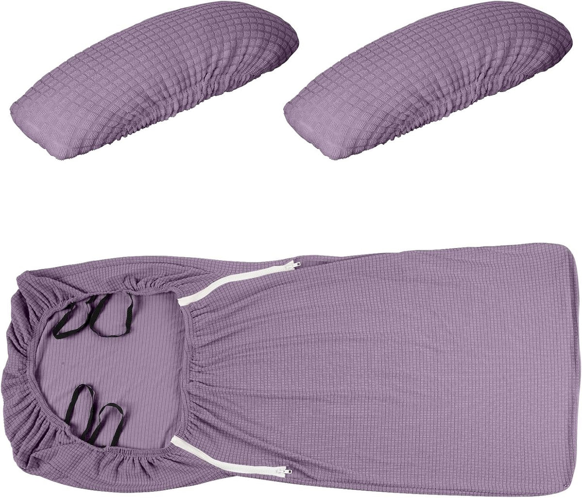 Tatuo 3 Pcs Computer Office Chair Armrest Cover, L, Waffle, Purple - Image 7