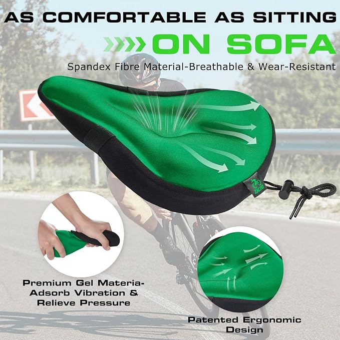 Zacro Bike Seat Cushion - Gel Padded Bike Seat Cover for Men Women Comfort, Extra Soft Exercise Bicycle Seat Compatible with Peloton, Outdoor & Indoor Bike Saddles - Image 3