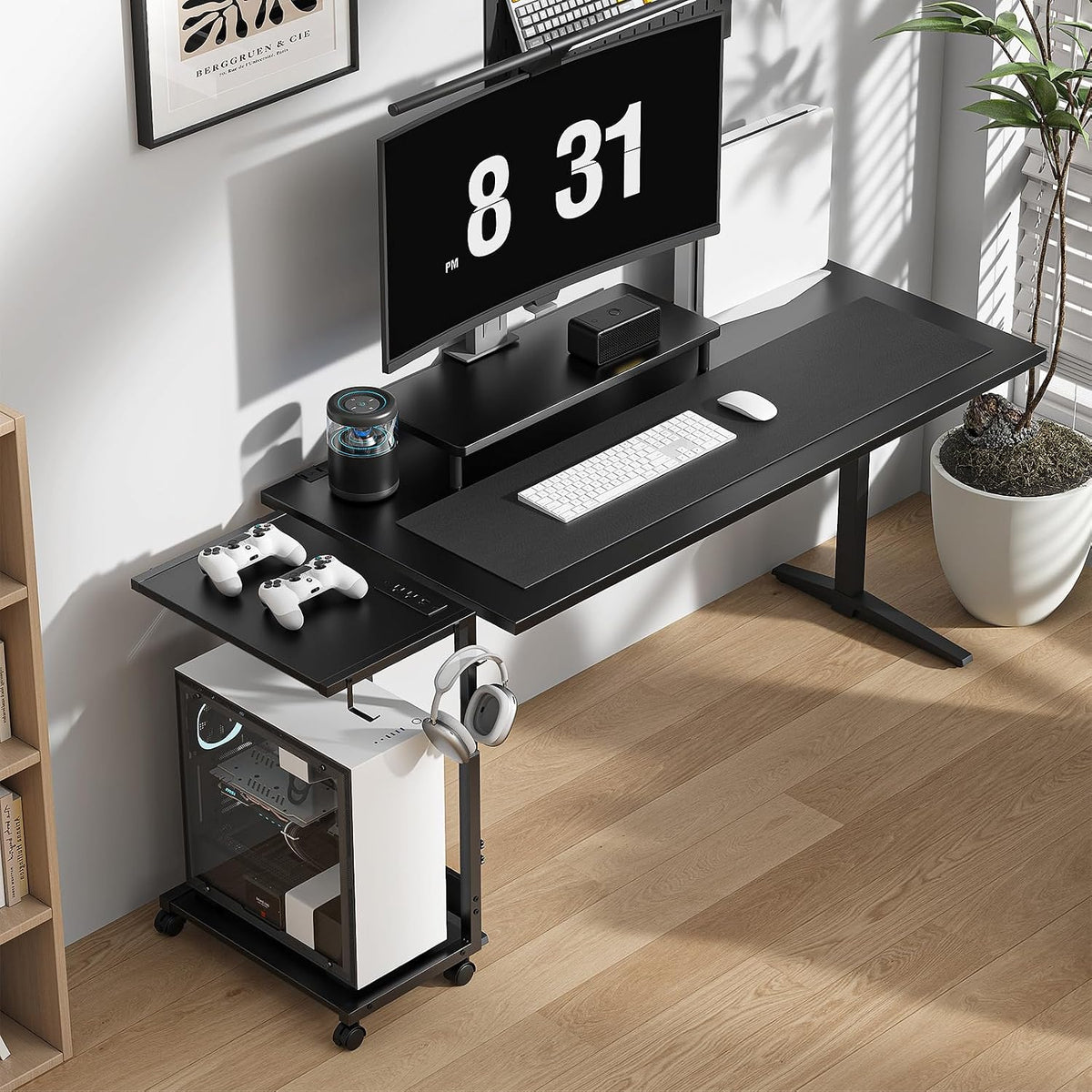 Computer Tower Stand Height-Adjustable PC Stand with Charging Station - Image 2