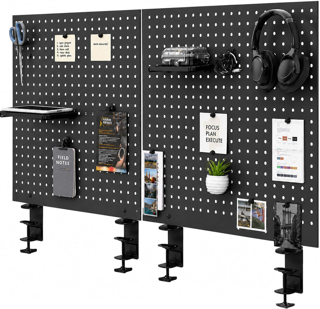 VIVO Black Clamp-on 60 x 24 inch Desk Pegboard, PP-DK30B-2 by VIVO