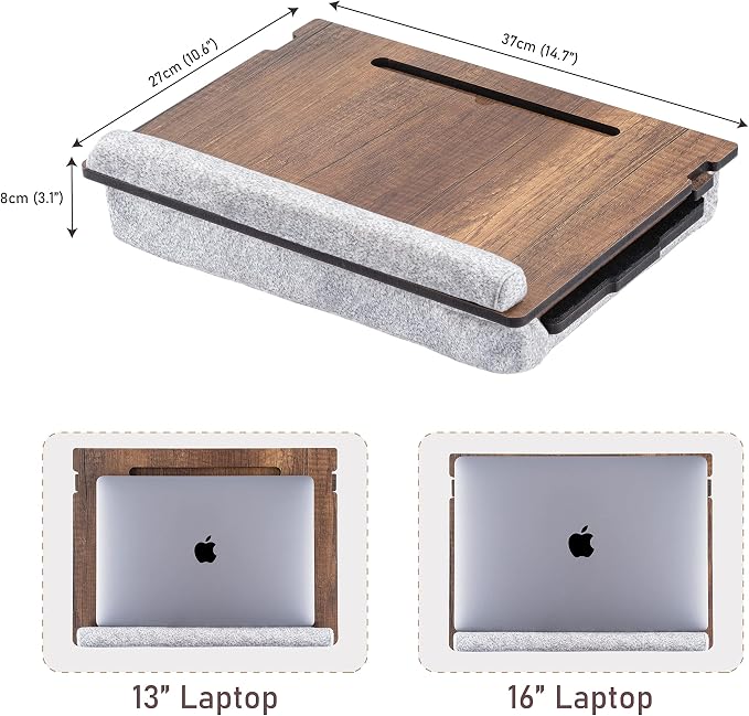 Vigo Wood Lap Desk for Laptop - Laptop Tray with Cushion, Portable Lap Desk for Lap, Adjustable Lapdesk, Couch Lap top Table for Work, Ergonomic Lap top Stand for Bed - Image 2
