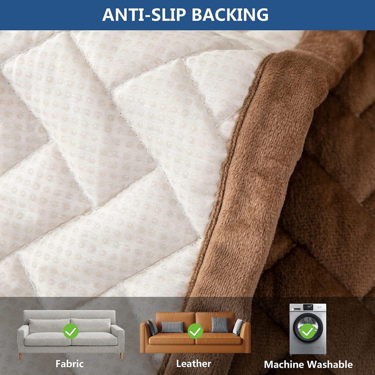 Velvet Sectional Couch Covers for Dogs,Brown,1PC,36''x82'' - Image 4