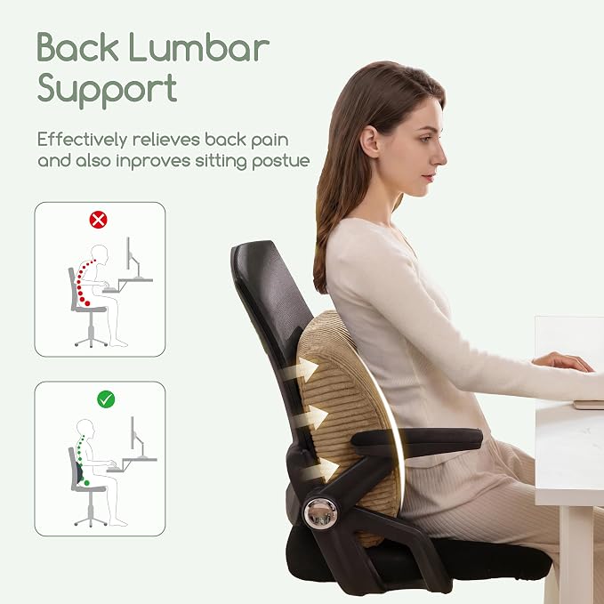 HIGOGOGO Lumbar Support Pillow for Recliner Chair/Accent Chair/Couch, Large Memory Foam Back Support Cushion for Elderly, Recliner Cushions for Back Rest, Pain Relief, Reading, Washable Cover, Coffee - Image 5
