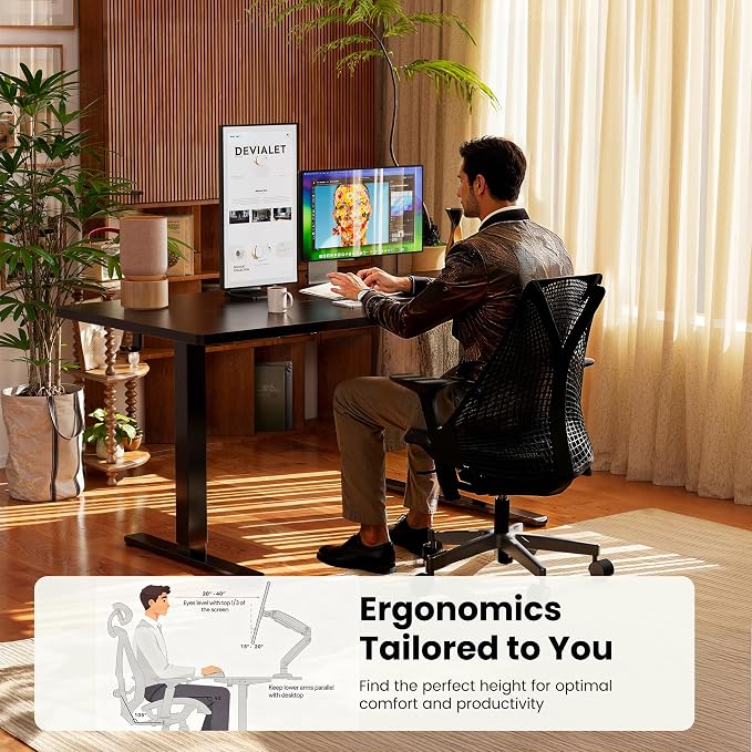 ErGear 55 x 28 Inches Height Adjustable Electric Standing Desk, Sit Stand up Desk, Memory Computer Home Office Desk, Black - Image 8