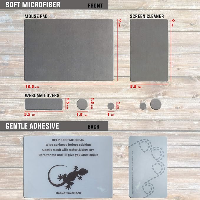 Mouse Pad Adhesive Bottom - Sticks to Any Surface - Portable - Webcam Covers and Screen Cleaner Included (2 Pack -Blank- Gray - Image 6