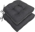 RACE LEAF Outdoor Seat Cushions Set of 2, 17" x 17" Square Patio Cushions, Plump Filling Tufted Water-Resistant Olefin Chair Seat Cushion with Ties for Non-Slip Support, Gray by RACELEAF