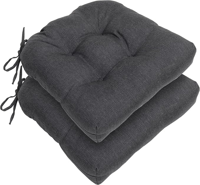 RACE LEAF Outdoor Seat Cushions Set of 2, 17" x 17" Square Patio Cushions, Plump Filling Tufted Water-Resistant Olefin Chair Seat Cushion with Ties for Non-Slip Support, Gray by RACELEAF