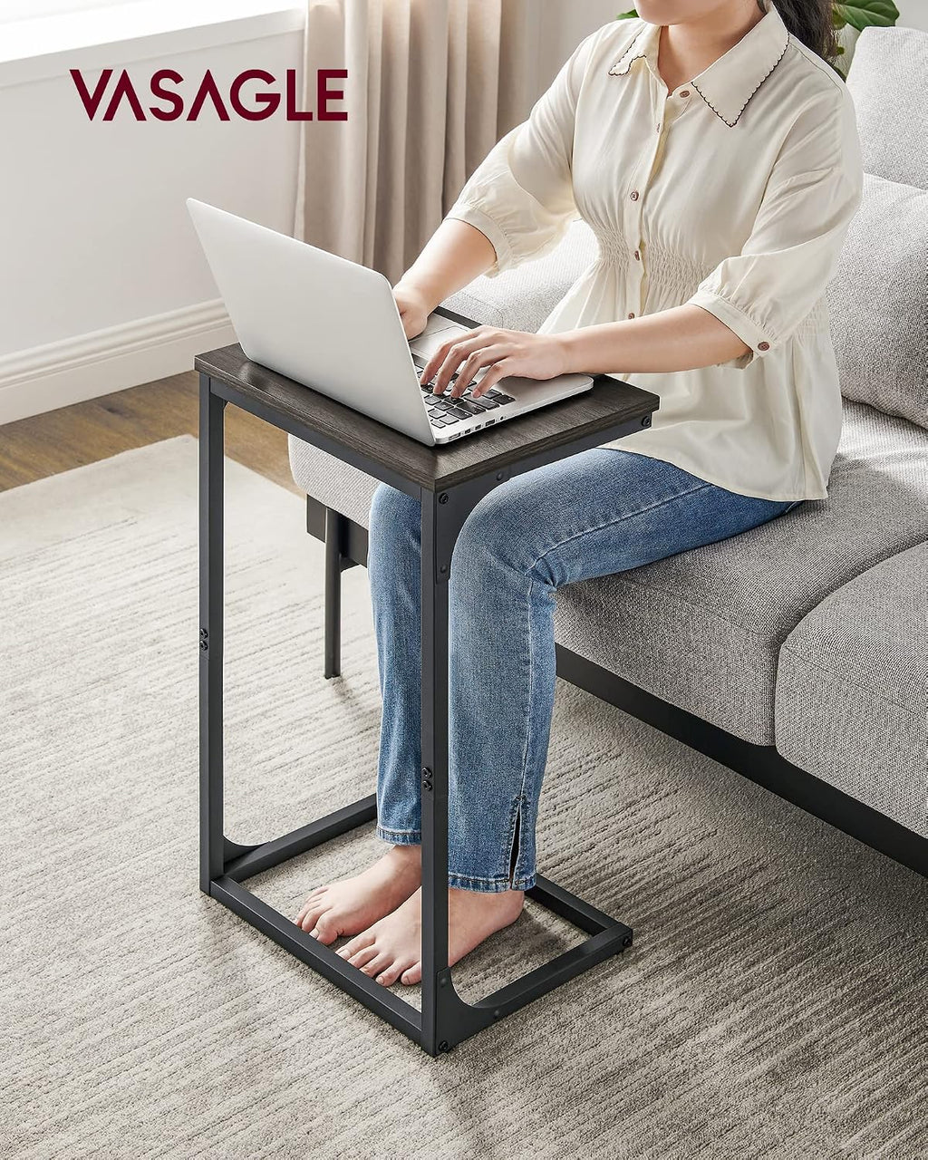 VASAGLE C-Shaped End Table, Couch Side Table for Sofa with Metal Frame - Image 2