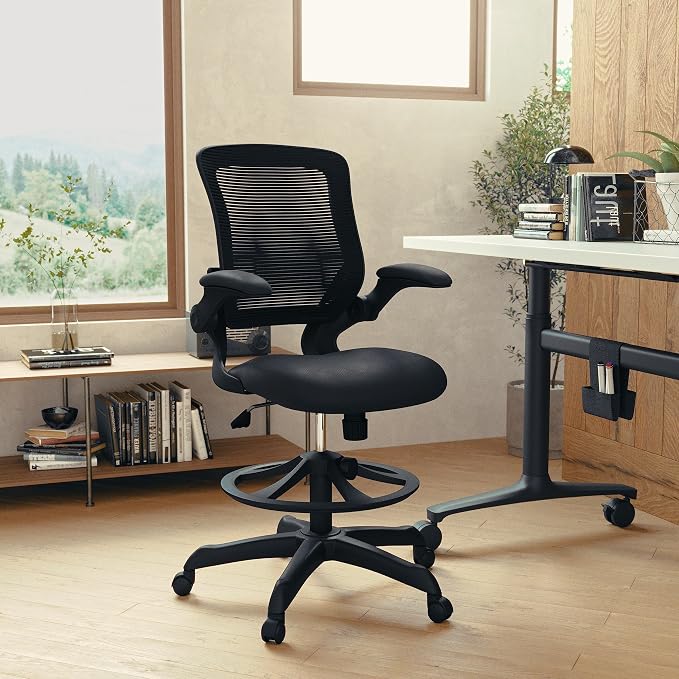 Flash Furniture Kale Mid-Back Swivel Office Chair with Adjustable Foot Ring, Lumbar Support, and Seat Height, Ergonomic Mesh Executive Chair, Black - Image 2