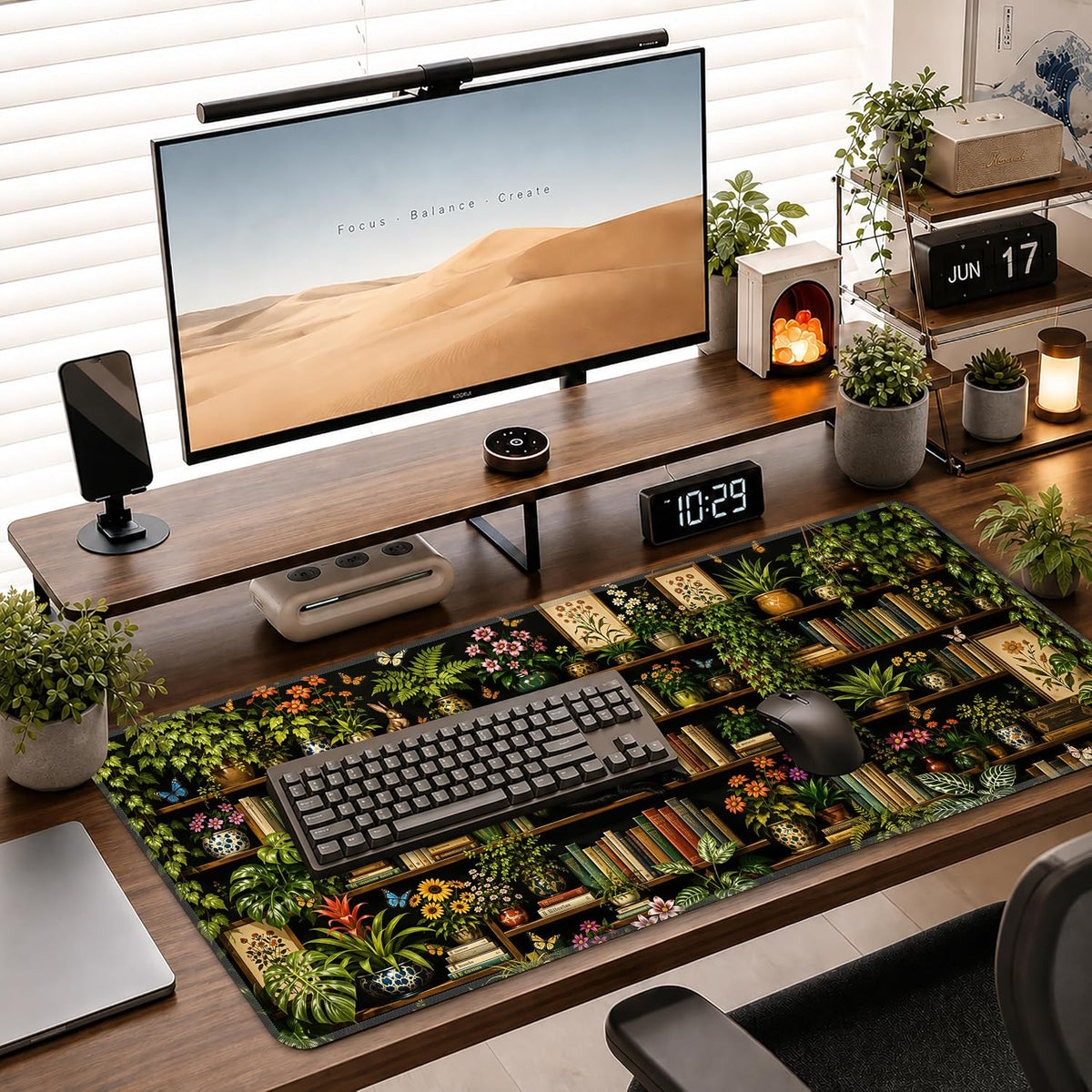 Floral Bookshelf Extended Mouse Pad, 31.5"x 11.8" Large Gaming Desk Mat - Image 7