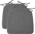 Ruqmuis Chair Cushions for Dining Chairs, 2" Thick Seat Cushions for Kitchen Chairs, D-Shaped Chair Pads with Washable Cover, Ties and Non Slip Backing, 17'' x 16'', Set of 2, Dark Grey by Ruqmuis