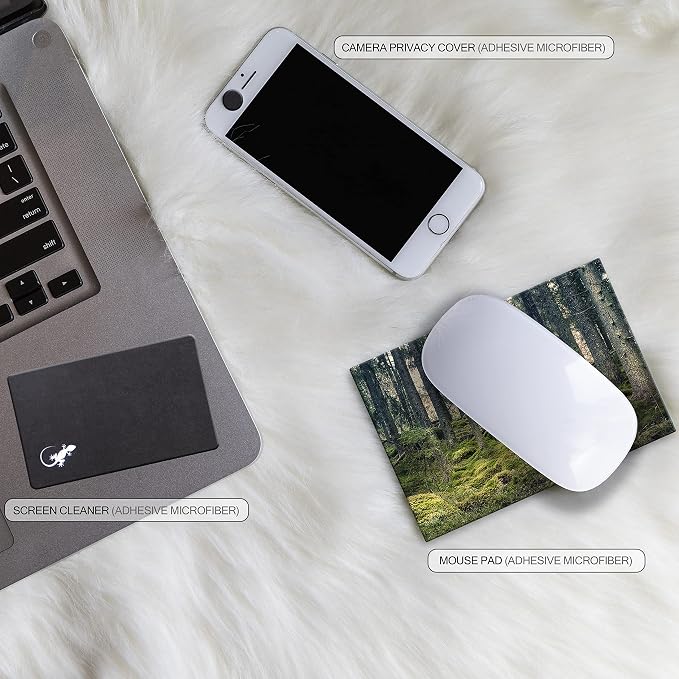 Mouse Pad Adhesive Bottom - Sticks to Any Surface - Portable - Webcam Covers and Screen Cleaner Included (Moss Forest) - Image 8