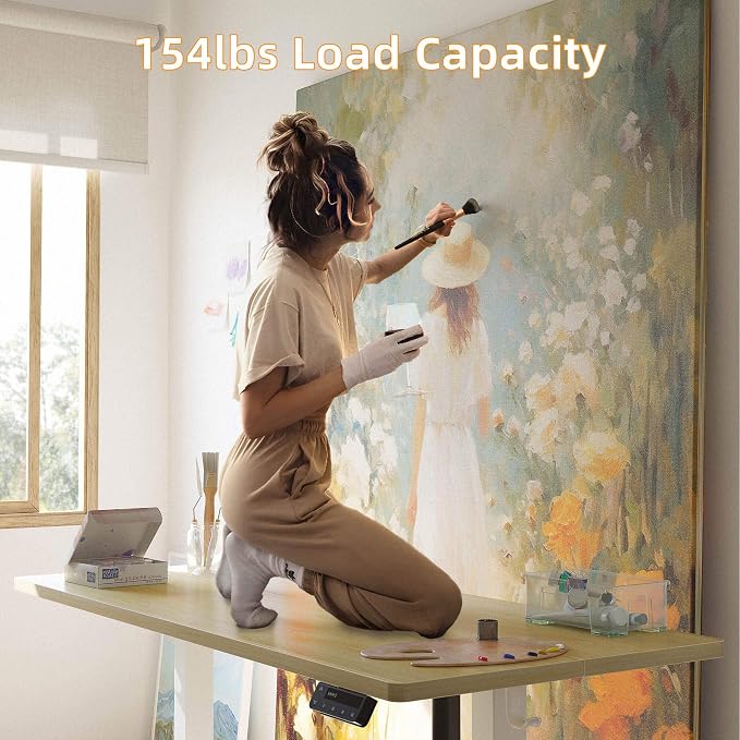 YIHAYO Low Height Adjustable Desk, Lifts 18.1-28.3 Inches, Electric Standing Desk for Short People, 48 x 24 Inches Computer Table with Splice Board for Home Office, Natural - Image 6