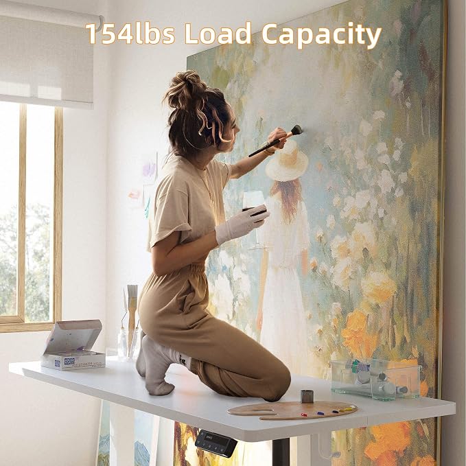 YIHAYO Low Height Adjustable Desk, Lifts 18.1-28.3 Inches, Electric Standing Desk for Short People, 40 x 24 Inches Computer Table with Splice Board for Home Office, White - Image 6