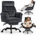C57 Ergonomic Reclining Office Chair with Footrest, Velvet Desk Chair with 6-Stage Adjustable Wing Armrests for Cross Legged Sitting, Pet Friendly High Back Lounge Gaming Chair for Home Office by ELABEST