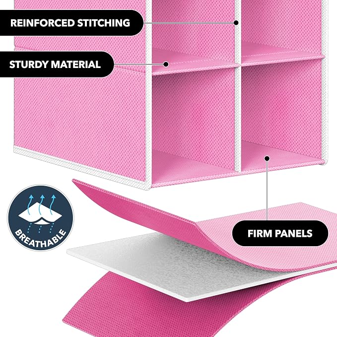 Simple Houseware 20 Section Shelves Hanging Shoes Organizer, Pink | Dual Metal Hooks, 10 Tier, Holds Up to 20 lbs, for Narrow Space - Image 5