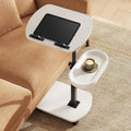 WLIVE C Shaped End Table Adjustable Height 360 Swivel TV Tray Rolling Cup by WLIVE