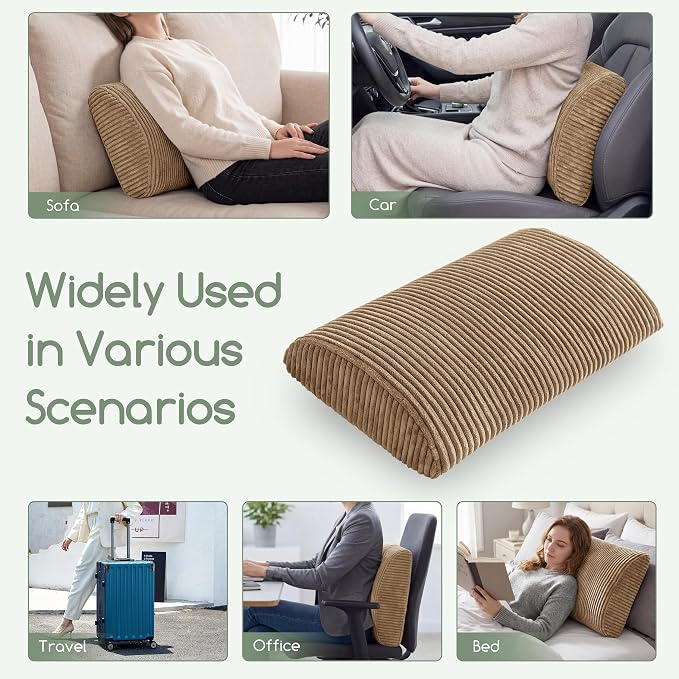 HIGOGOGO Lumbar Support Pillow for Recliner Chair/Accent Chair/Couch, Large Memory Foam Back Support Cushion for Elderly, Recliner Cushions for Back Rest, Pain Relief, Reading, Washable Cover, Coffee - Image 6