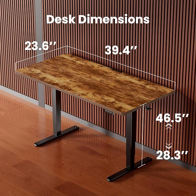 ErGear Height Adjustable Electric Standing Desk, 40 x 24 Inches Sit Stand up Desk, Memory Computer Home Office Desk, Vintage Brown - Image 3