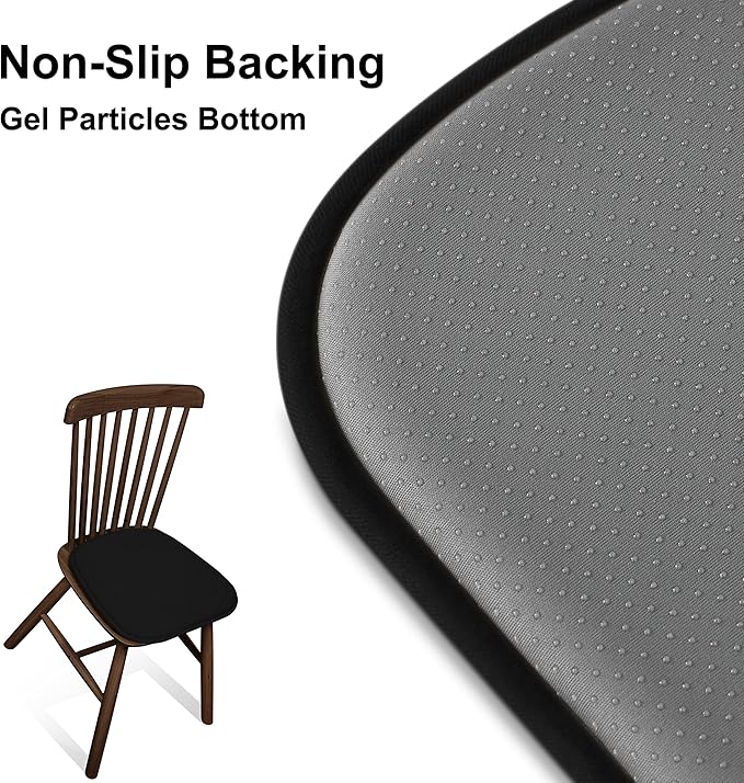Shinnwa Dining Chair Cushions 6 Pack, Non Slip Indoor Chair Pads, U-Shaped Kitchen Seat Cushions, Set of 6, 15 x 16 Inches, Black - Image 3