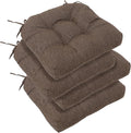 RACE LEAF Patio Chair Cushions 19x19 4 Pack, Thickened Heavy Duty Outdoor Cushions Stain & Water Resistant Non-Slip Ties Tufted (Brown) by RACELEAF