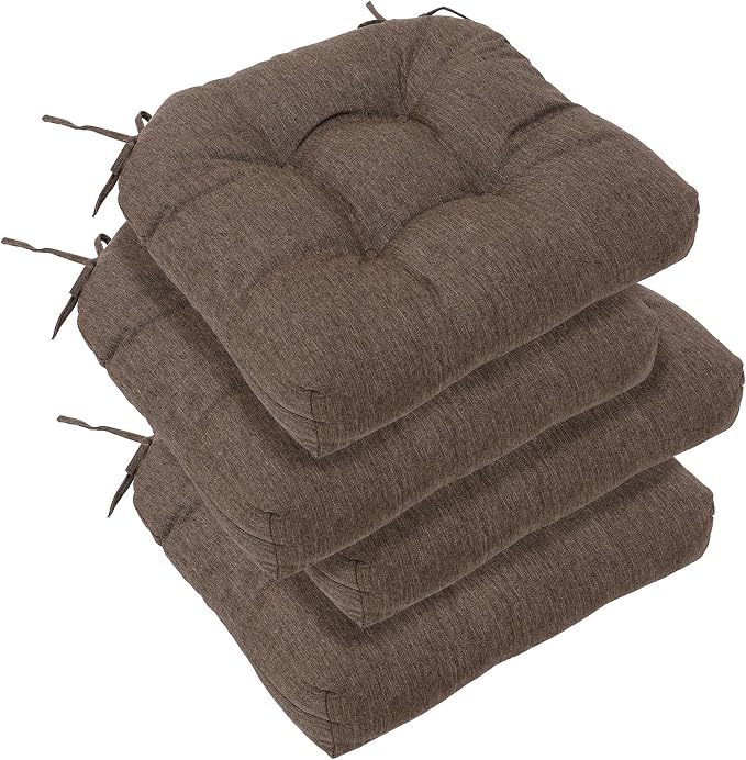 RACE LEAF Patio Chair Cushions 19x19 4 Pack, Thickened Heavy Duty Outdoor Cushions Stain & Water Resistant Non-Slip Ties Tufted (Brown) by RACELEAF