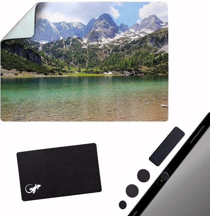 Adhesive Mouse Pad - Peel and Sticks to Any Surface - Travel Mouse Pad, Sticky for Any Surface - Excellent Tracking - Mountain Lake by GeckoTravelTech