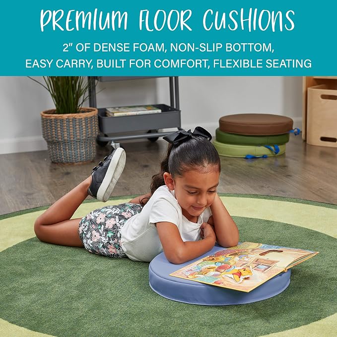 Factory Direct Partners SoftScape 15 inch Round Classroom Floor Cushions with Handles; Flexible Seating for Daycare, Preschool, Playroom; 2 inch Thick Deluxe Foam (6-Piece) - Earthtone, 11232-ET - Image 5