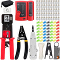LEATBUY RJ45 Crimp Tool Kit for CAT5/CAT6, Professional Network Crimper Wire Connector Stripper Cutter, Computer Maintenance Lan Cable Pliers Tester Repair Tool Set(RED) by LEATBUY-TECH