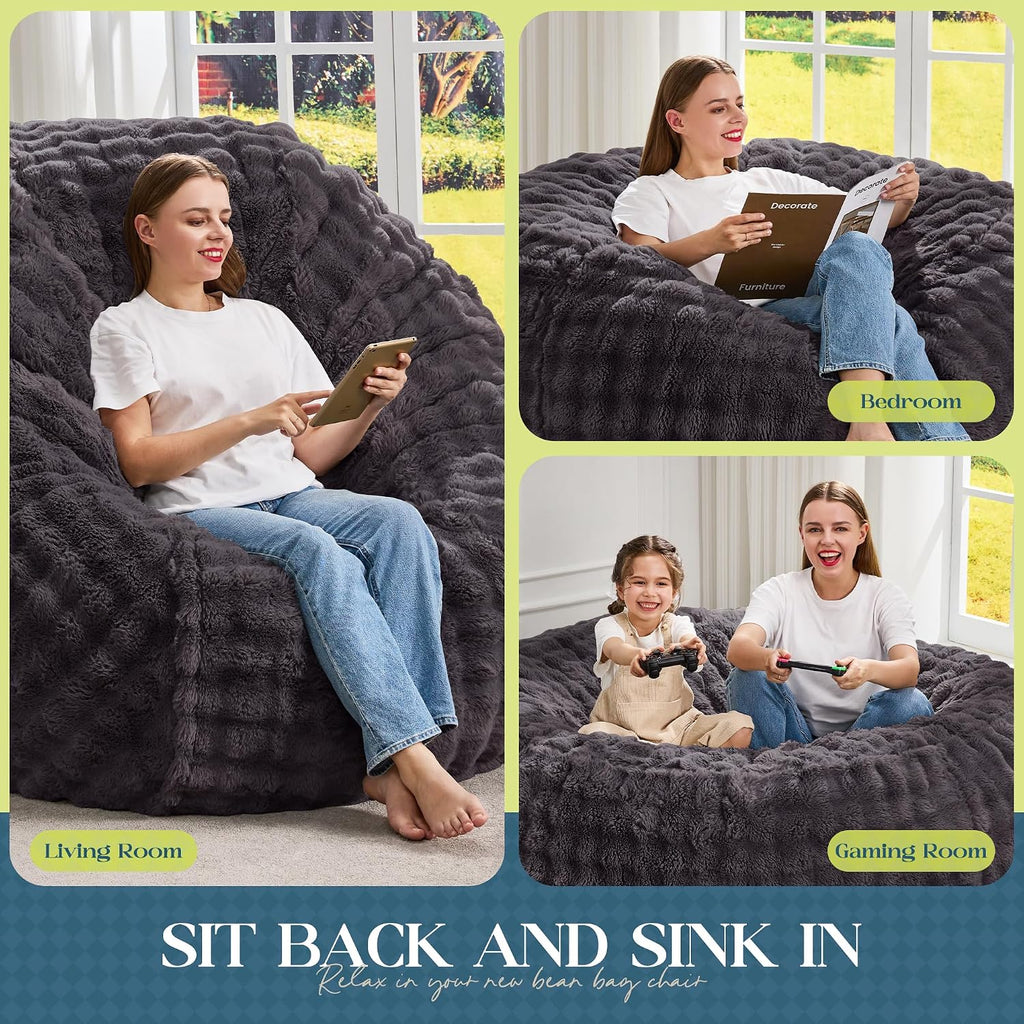 Hobestluk Adults Bean Bag Chair 4FT Big BeanBag Chair Extra Large Oversized - Image 5