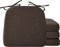 Ruqmuis Chair Cushions for Dining Chairs, 2" Thick Seat Cushions for Kitchen Chairs, D-Shaped Chair Pads with Washable Cover, Ties and Non Slip Backing, 17'' x 16'', Set of 4, Brown by Ruqmuis