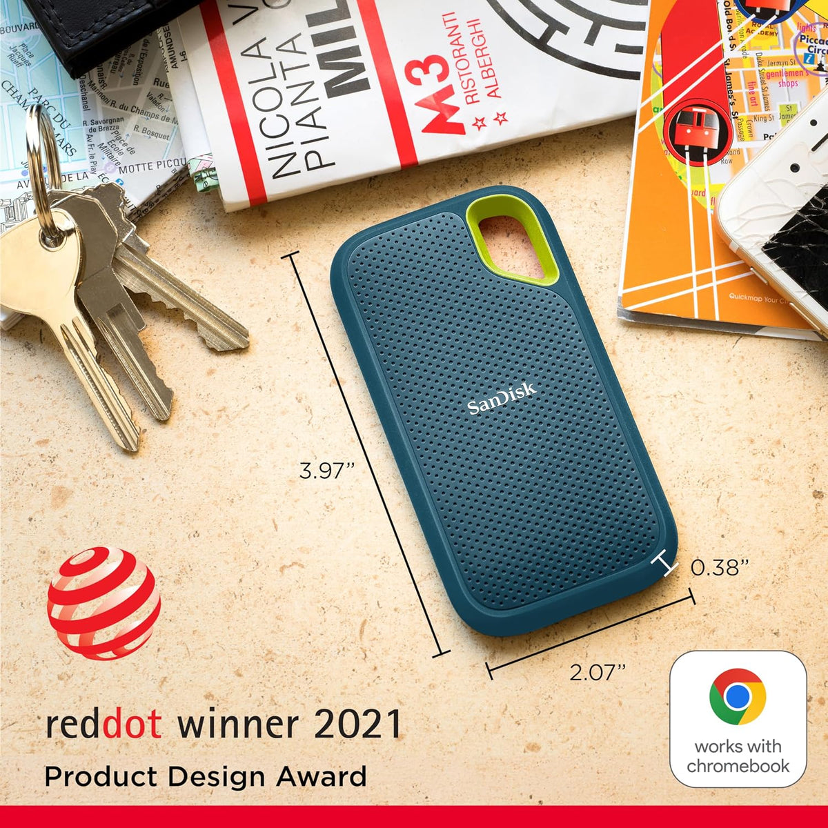 Sandisk 2TB Extreme Portable SSD, Up to 1050MB/s Read Speeds (Old Model) - Image 2