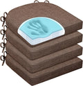Chair Cushions for Dining Chairs, Non Slip Chair Pads with Ties and Washable Covers, Memory Foam Kitchen Chair Cushions Set of 4, 16"X16"X2.5", Brown by HOMELYSIAN