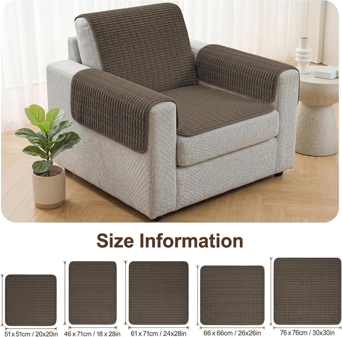 Foxdecor Couch Arm Covers for Sofa Arm Chair Covers Set of 2 - Image 6