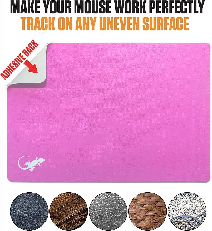 Mouse Pad Adhesive Bottom - Sticks to Any Surface - Portable - Webcam Covers and Screen Cleaner Included (Pink) - Image 5