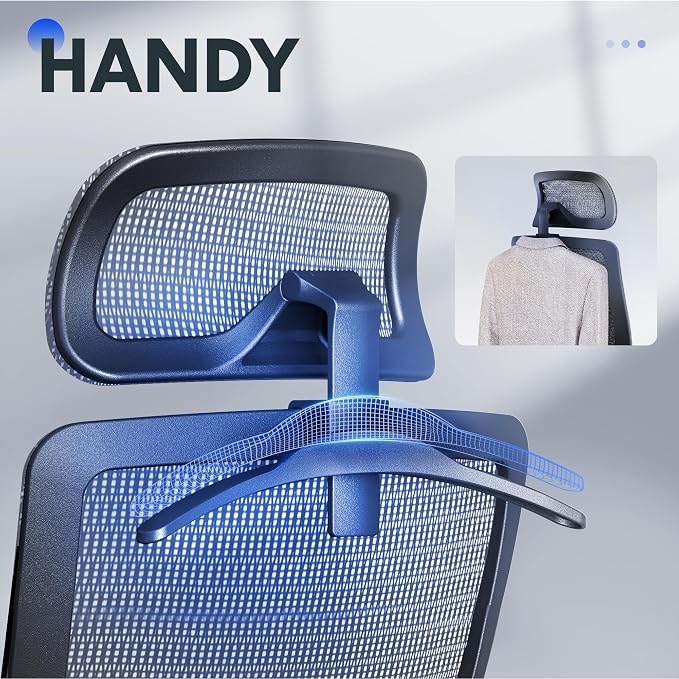 FLEXISPOT Ergonomic Office Chair, High Back Mesh Swivel Computer Chair, Executive Office Desk Chairs, with Adjustable Lumbar Support/2D Headrest/Lockable Backrest, OC3 Air, Gray - Image 8