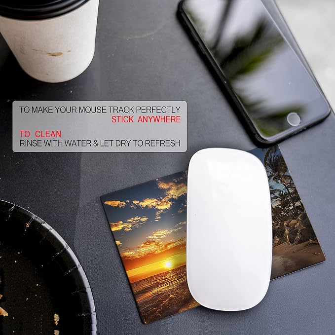 Adhesive Mouse Pad - Peel and Sticks to Any Surface - Travel Mouse Pad, Sticky for Any Surface - Excellent Tracking - Beach Sunset - Image 7